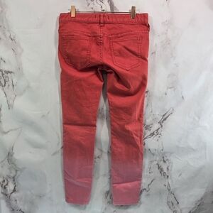 Free People Jeans Womens 26 Red Pink Ombre Skinny Denim Mid Rise Colored